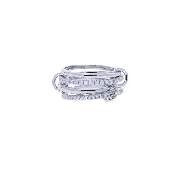 Wholesale Women's And Couple Style Hip Hop Multipiece Overlapping Zircon Ring Set With Diamonds Made Of Copper