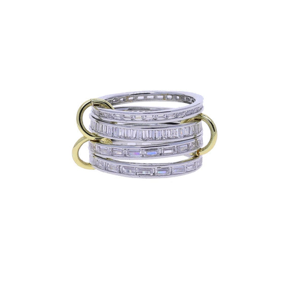 Wholesale Women's And Couple Style Hip Hop Multipiece Overlapping Zircon Ring Set With Diamonds Made Of Copper
