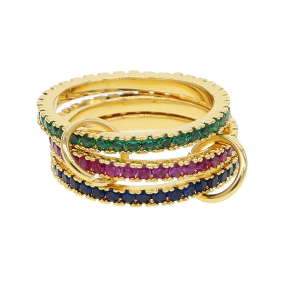 Wholesale Women's And Couple Style Hip Hop Multipiece Overlapping Zircon Ring Set With Diamonds Made Of Copper