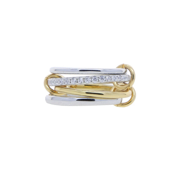 Wholesale Women's And Couple Style Hip Hop Multipiece Overlapping Zircon Ring Set With Diamonds Made Of Copper