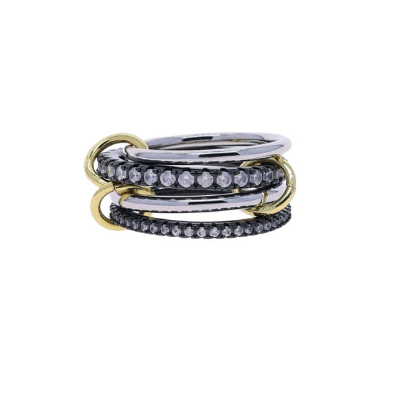 Wholesale Women's And Couple Style Hip Hop Multipiece Overlapping Zircon Ring Set With Diamonds Made Of Copper