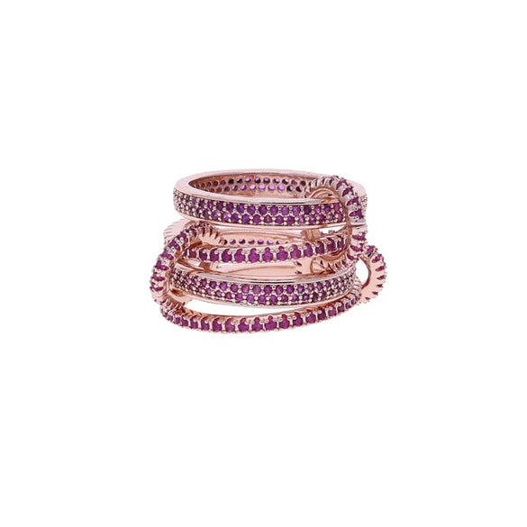 Wholesale Women's And Couple Style Hip Hop Multipiece Overlapping Zircon Ring Set With Diamonds Made Of Copper