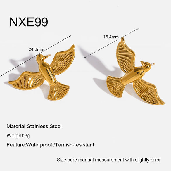 Wholesale Women's Animal Shaped Stainless Steel Earrings With Vacuum Real Gold Plating