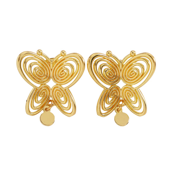 Wholesale Women's Animal Style Alloy Electroplated Hollow Spiral Butterfly Stud Earrings