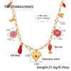 Wholesale Women's Animal Style Ferris Wheel Heartshaped Devil's Eye Pendant Necklace And Bracelet Set In Stainless Steel Zircon Enamel Glaze And Titanium Steel With Electroplating