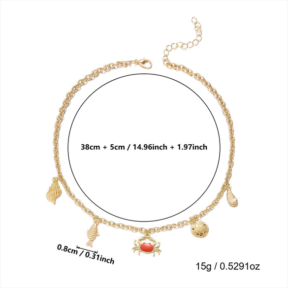 Wholesale Women's Animal Zodiac Alloy Electroplated Pendant Necklace With Starfish Shell Design