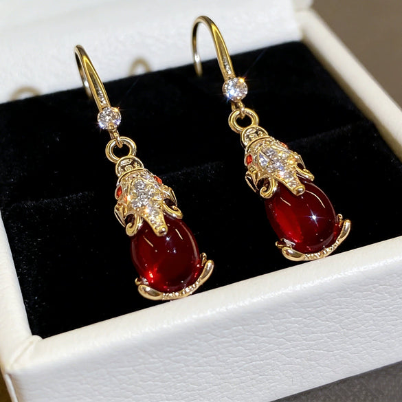 Wholesale Women's Animal Zodiac Diamond Inlaid Copper Earrings Trendy Jewelry