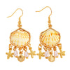 Wholesale Women's Animal Zodiac Pattern Iron Electroplated Shell Tassel Seed Bead Earrings