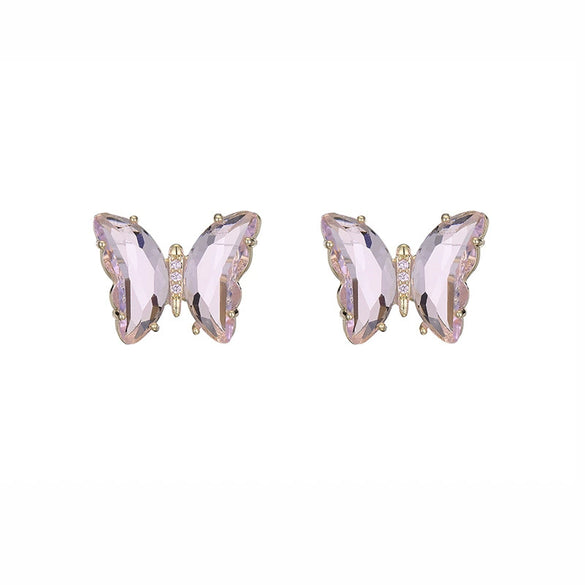 Wholesale Women's Animalpatterned Glass And Crystal Earrings With Copper Design