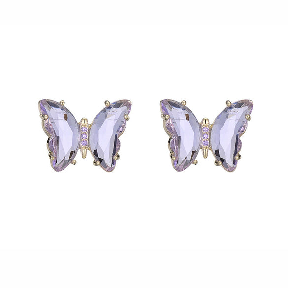 Wholesale Women's Animalpatterned Glass And Crystal Earrings With Copper Design