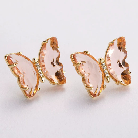 Wholesale Women's Animalpatterned Glass And Crystal Earrings With Copper Design