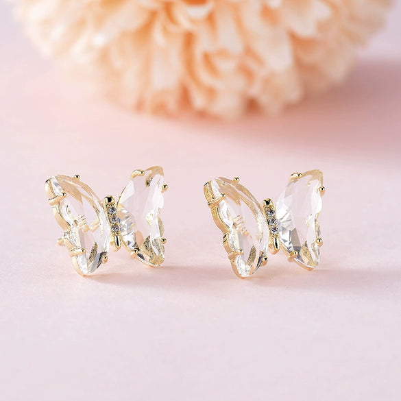 Wholesale Women's Animalpatterned Glass And Crystal Earrings With Copper Design
