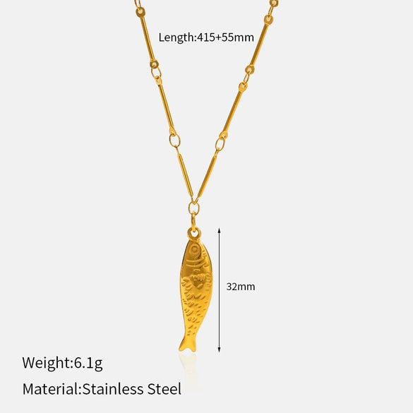 Wholesale Women's Animals Shape Stainless Steel Real Gold Plated Pendant Necklace