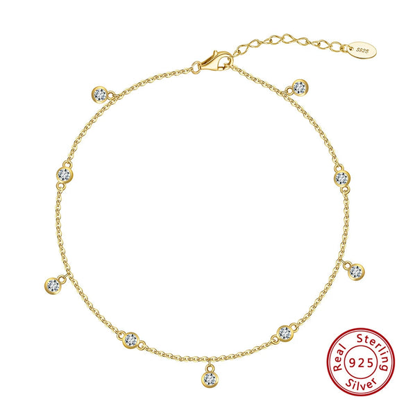 Wholesale Women's Anklet Jewelry S925 Sterling Silver Gypsophila Geometric Style