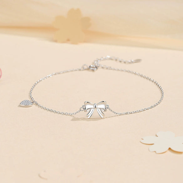 Wholesale Women's Anklet S925 Silver Love Bow Design