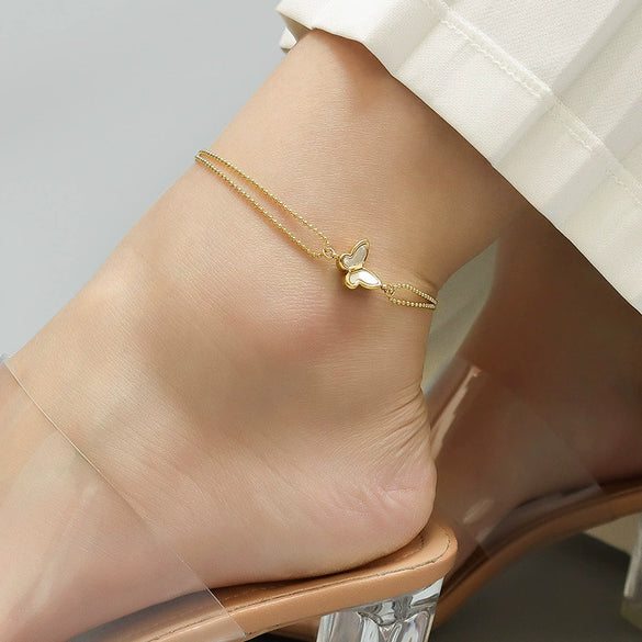Wholesale Women's Anklet 316L Stainless Steel 18K Gold Plated Geometric Butterfly Design