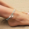 Wholesale Women's Anklet Titanium Steel 18K Gold Square Shell Bead Geometric Style