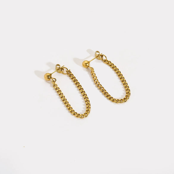 Wholesale Women's Antiallergic Nonfading Stainless Steel Chain Earrings With Geometric Styling And Pvdp Furnace Real Gold Treatment