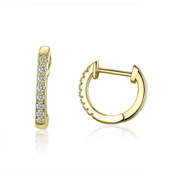 Wholesale Women's Antiallergy Round Copper Zircon Earrings With Alloy Inlaid Artificial Gem And Semiprecious Stone Simple Allmatch Style