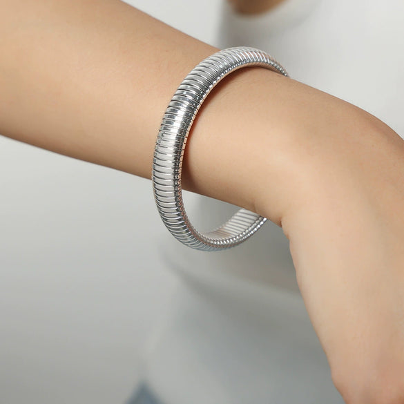 Wholesale Women's Antique Geometric Elastic 316L Stainless Steel Goldplated Bracelet Jewelry