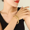 Wholesale Women's Antique Geometric Elastic 316L Stainless Steel Goldplated Bracelet Jewelry