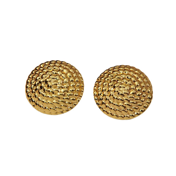 Wholesale Women's Antique Hypoallergenic Exaggerated Stainless Steel Plaid Striped Interwoven Round Earrings With Electroplating