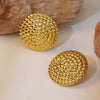 Wholesale Women's Antique Hypoallergenic Exaggerated Stainless Steel Plaid Striped Interwoven Round Earrings With Electroplating