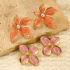 Wholesale Women's Antique Titanium Steel Earrings With Flower Pattern And Dripping Oil Treatment