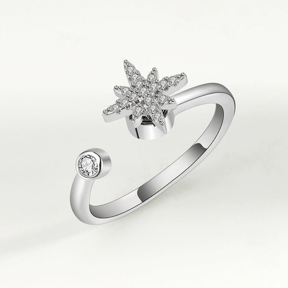 Wholesale Women's Anxiety Rotating Ring 925 Sterling Silver Four Leaf Clover Geometric Electroplated