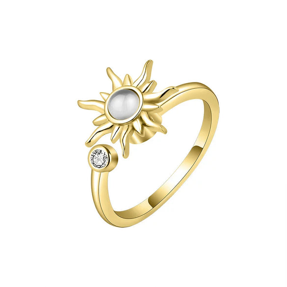 Wholesale Women's Anxiety Rotating Ring 925 Sterling Silver Four Leaf Clover Geometric Electroplated
