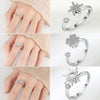 Wholesale Women's Anxiety Rotating Ring 925 Sterling Silver Four Leaf Clover Geometric Electroplated