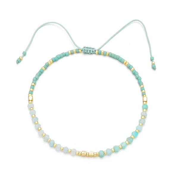 Wholesale Women's Aquamarine Handwoven Beaded Bracelet Jewelry
