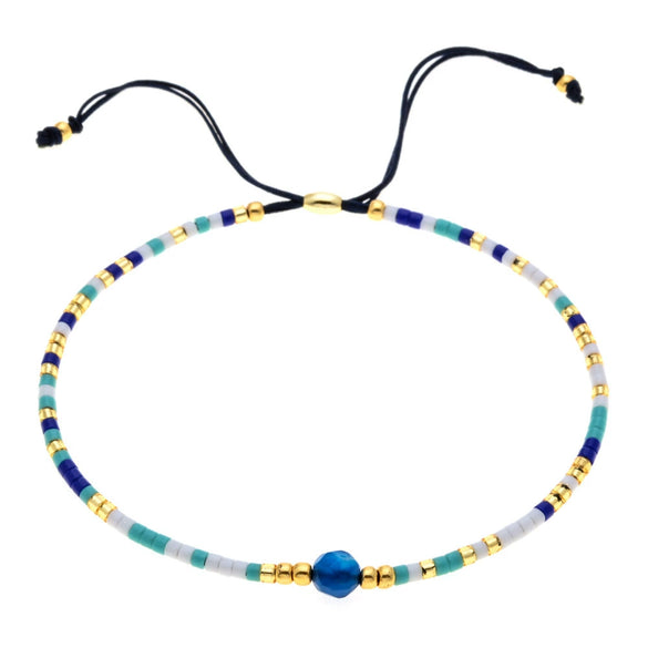 Wholesale Women's Aquamarine Handwoven Beaded Bracelet Jewelry