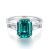 Wholesale Women's Aquamarine High Carbon Diamond S925 Sterling Silver Ring With Geometric Style And Electroplating Process
