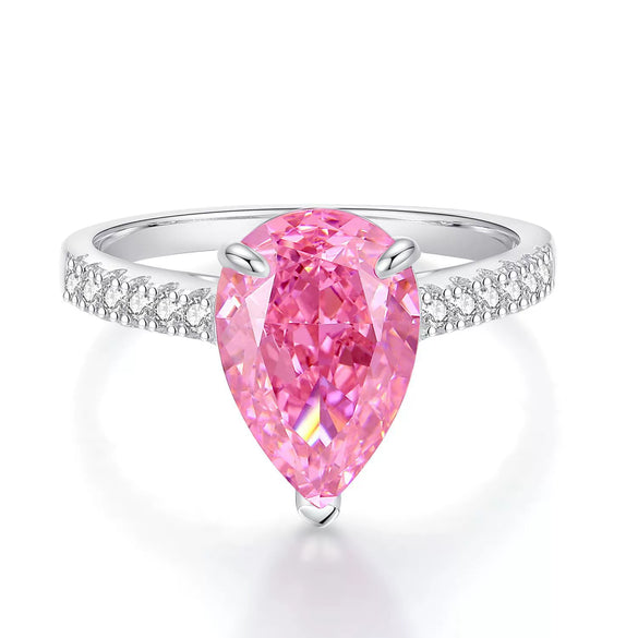 Wholesale Women's Aquamarine Ring S925 Sterling Silver Water Drop Shape High Carbon Diamond Zircon Gem With Ice Flower Cut And Electroplating