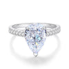 Wholesale Women's Aquamarine Ring S925 Sterling Silver Water Drop Shape High Carbon Diamond Zircon Gem With Ice Flower Cut And Electroplating