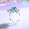 Wholesale Women's Aquamarine Ring With Diamond Design Drop Shape And Geometric Pattern Made Of 925 Silver
