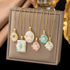 Wholesale Women's Artistic Retro Light Luxury Geometric Heart Star Shaped 18K Real Gold Plated Copper Pendant Flash O Chain Necklace