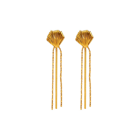 Wholesale Women's Artsy Geometric Stainless Steel Electroplated Long Tassel Earrings