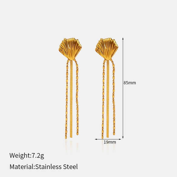 Wholesale Women's Artsy Geometric Stainless Steel Electroplated Long Tassel Earrings
