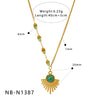 Wholesale Women's Asymmetric Retro Geometric Fanshaped Stainless Steel 18K Gold Plated Necklace With O Word Chain
