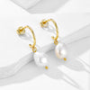 Wholesale Women's Asymmetrical Geometric Freshwater Pearl S925 Sterling Silver Earrings
