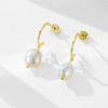 Wholesale Women's Asymmetrical Geometric Freshwater Pearl S925 Sterling Silver Earrings
