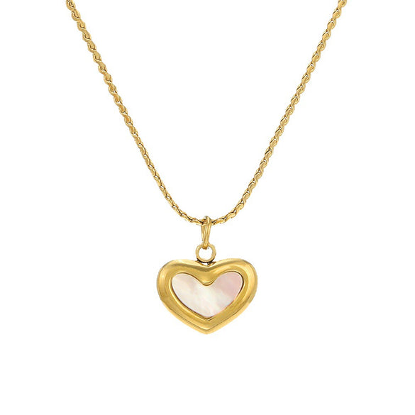 Wholesale Women's Asymmetrical Heartshaped Stainless Steel 14K Gold Plated Titanium Steel Necklace