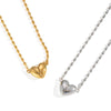 Wholesale Women's Ball Bead Chain Magnet Heart Necklace Stainless Steel Electroplated
