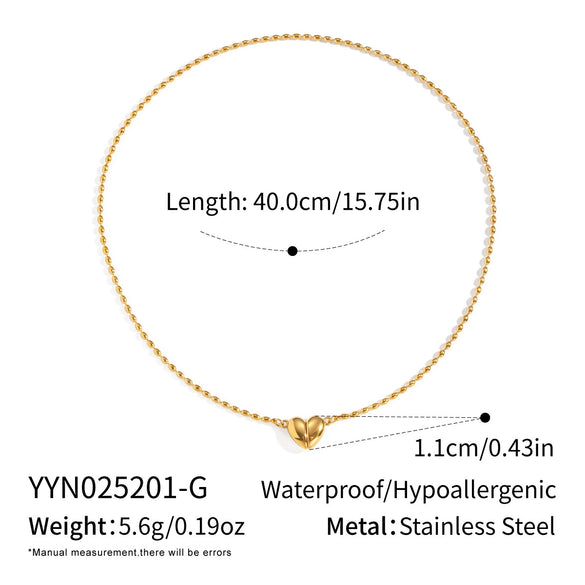 Wholesale Women's Ball Bead Chain Magnet Heart Necklace Stainless Steel Electroplated