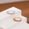 Wholesale Women's Bamboo Copper Ring With Geometric Pattern And Colorful Zircon And Intricate Pavéset Colored Diamonds Electroplated
