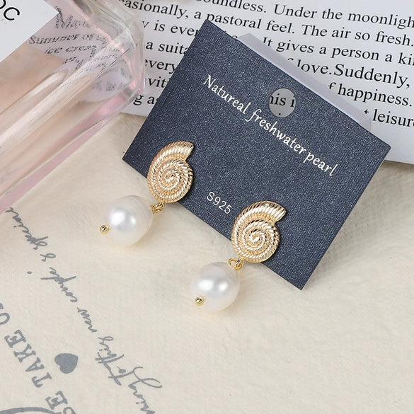 Wholesale Women's Baroque Button Earrings Natural Freshwater Pearl 925 Sterling Silver Needle Oblate Shape