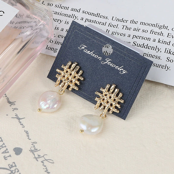 Wholesale Women's Baroque Button Earrings Natural Freshwater Pearl 925 Sterling Silver Needle Oblate Shape