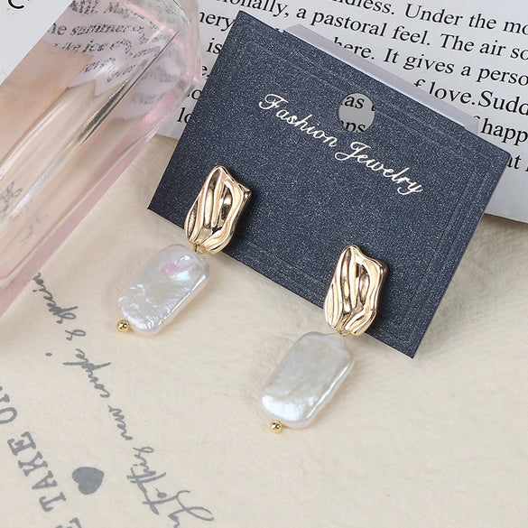 Wholesale Women's Baroque Button Earrings Natural Freshwater Pearl 925 Sterling Silver Needle Oblate Shape